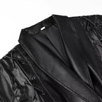 Damen Kunstlederjacke mit edlem Bindegürtel und raffinierten Schnürdetails EB