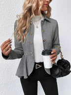 Damen Chic Tailored Blazerjacke mit asymmetrischem Saum und Knopfdetails EB