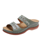 Damen Bequeme Leder-Sandalen mit dekorativem Lochmuster EB