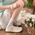 Damen Ballerinas mit verspielten Details und edler Schnürung EB