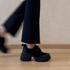 Damen bequeme Plateau-Schnürschuhe mit robustem Sohlenprofil und trendigem Design EB
