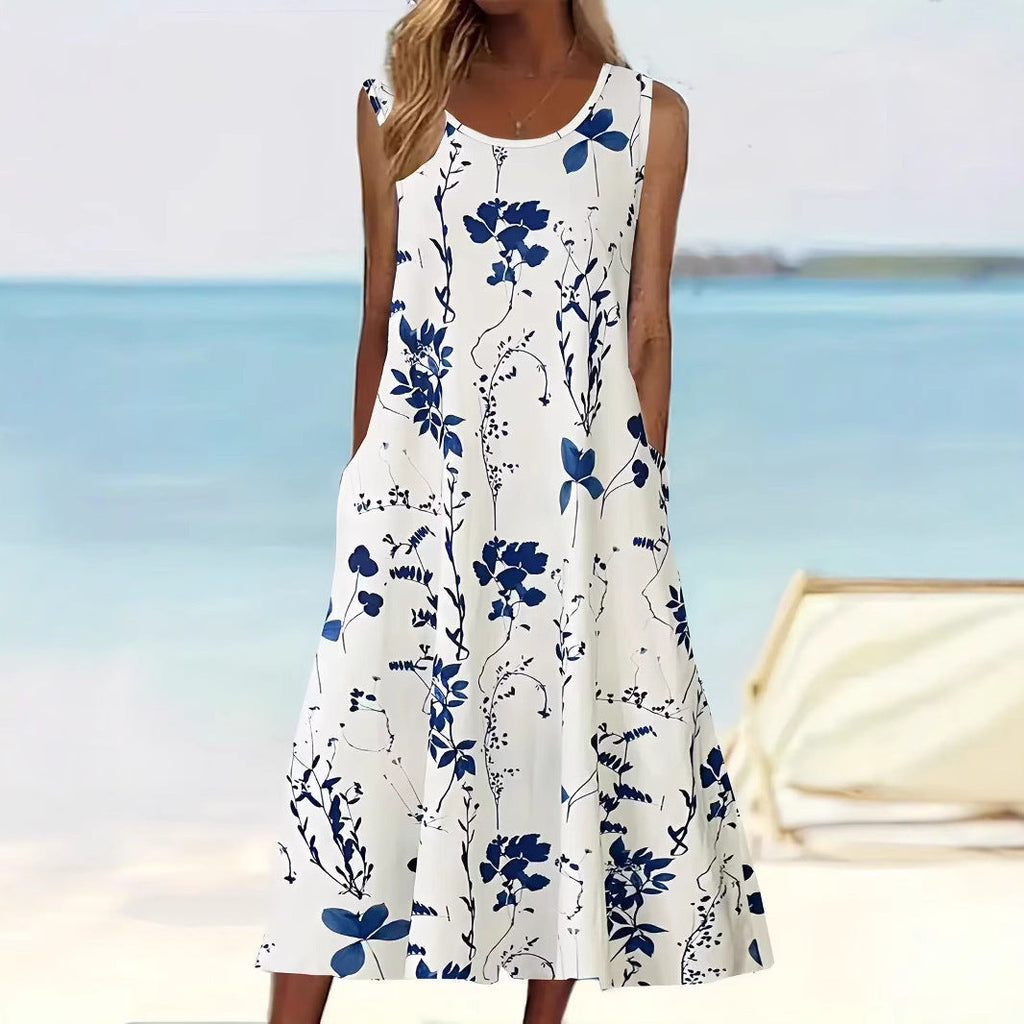 Damen Blumenmuster Sommerkleid EB