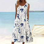 Damen Blumenmuster Sommerkleid EB