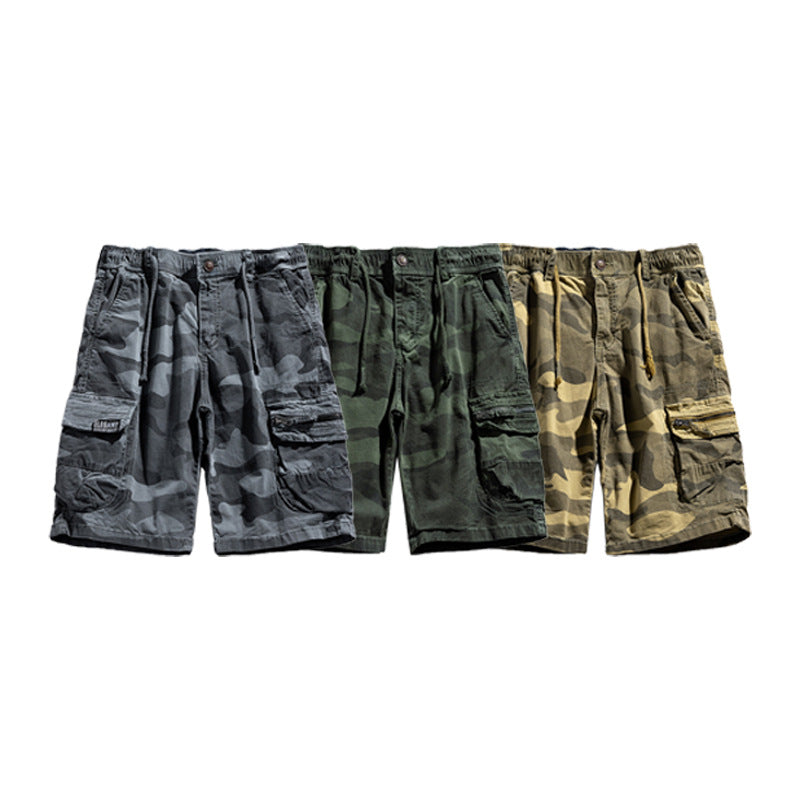 Herren-Camouflage-Cargo-Shorts mit elastischem Bund