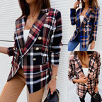 Damen Karierter Blazer mit doppelter Knopfleiste und schickem Schnitt EB