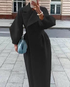 Damen eleganter Trenchcoat mit hohem Schlitz und Puffärmeln EB