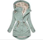 Damen gefütterte Winterparka mit praktischen Taschen und verstellbarem Gürtel EB