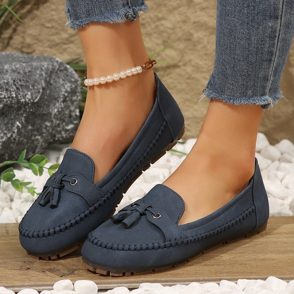 Damen bequeme Mokassins mit flexibler Sohle und eleganter Knoten-Applikation EB