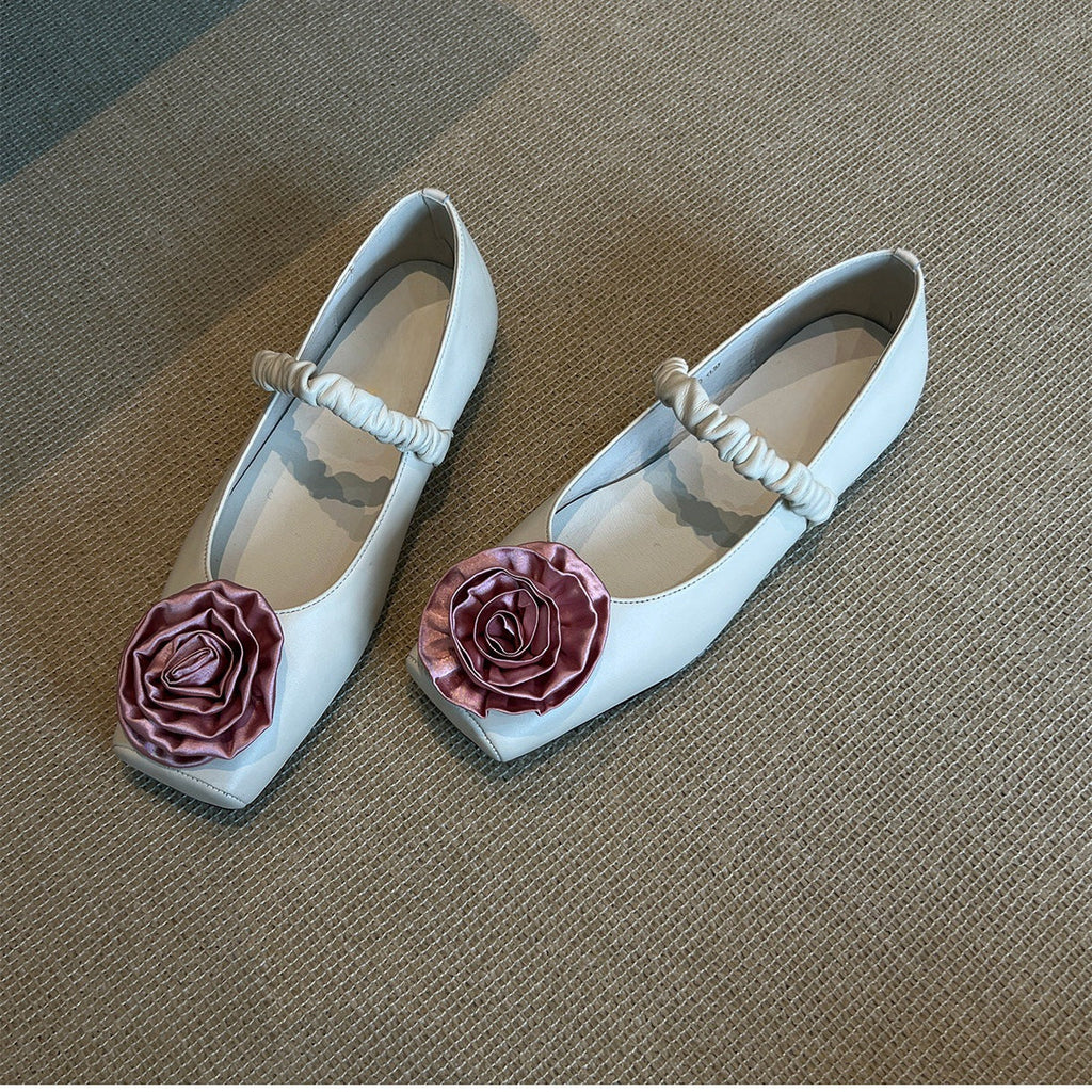 Damen Ballerina-Schuhe mit floralem Design und elegantem Riemen EB