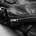 Damen Kunstleder Bikerjacke mit praktischen Reißverschlusstaschen und Gürtel EB