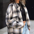 Damen Kariertes Oversized-Hemd im lässigen Stil EB