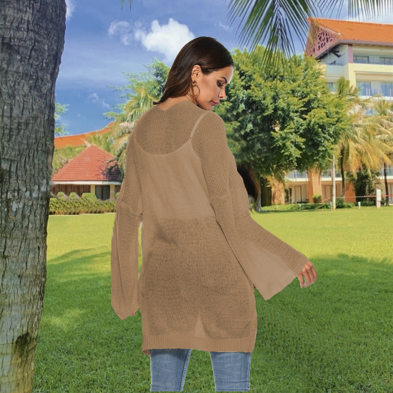 Damen Longstrickjacke mit lässigem Schnitt und weiten Ärmeln EB