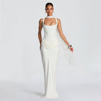 Damen Elegantes Maxi-Kleid mit raffinierten Drapierungen EB
