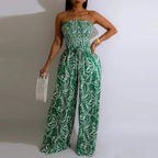 Damen One-Shoulder Jumpsuit mit floralem Design und elastischem Oberteil EB