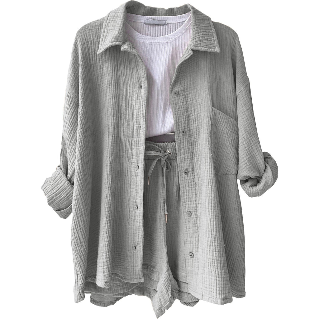 Lässiges Oversized-Shirt und Shorts-Set für Damen