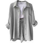 Lässiges Oversized-Shirt und Shorts-Set für Damen
