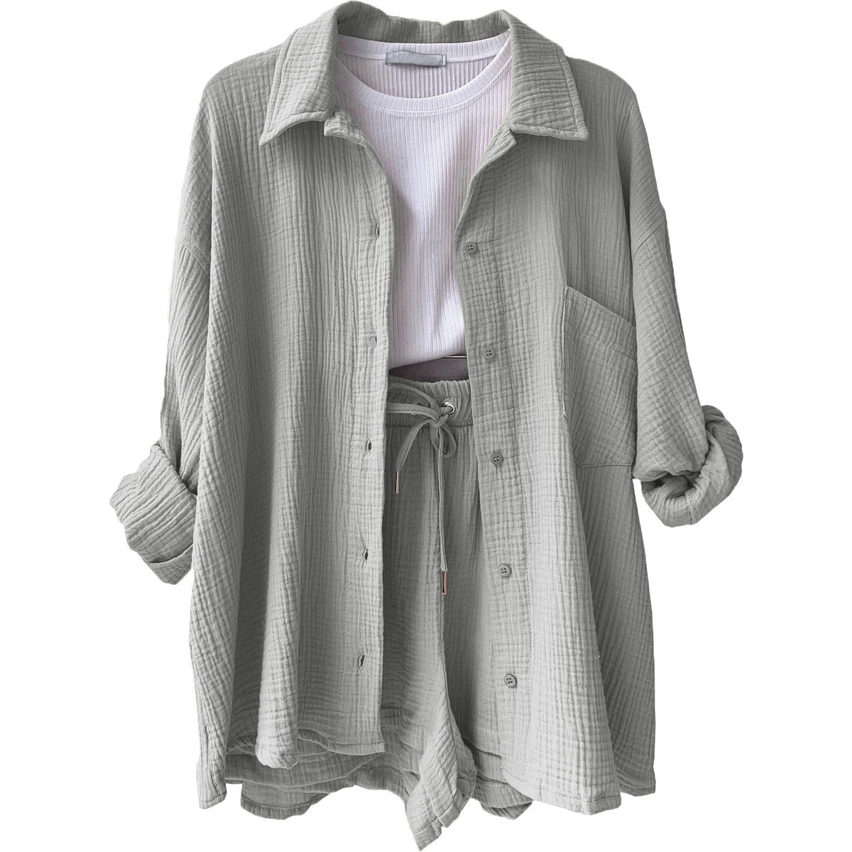 Lässiges Oversized-Shirt und Shorts-Set für Damen