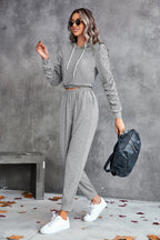 Damen bequemer Hoodie-Overall mit praktischen Taschen und elastischem Taillenzug EB