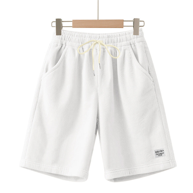 Knielange Lounge-Shorts für Herren in Rippenstruktur mit Kordelzug