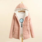 Damen gesteppte Winterjacke mit Kapuze und warmem Innenfutter EB