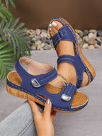 Damen Bequeme und elegante Wedge-Sandalen mit verstellbarem Riemen EB