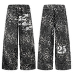 Weite Damen-Cargoshorts mit Fransen und Totenkopf-Print