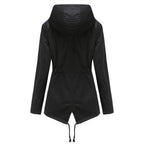 Damen nan wasserabweisender Parka mit taillenkordel und asymmetrischem Saum EB