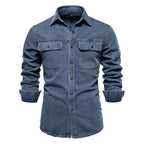 Herren Denim Hemd mit zwei Brusttaschen und modischem Schnitt EB