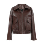 Damen Kunstlederjacke im leicht Oversized-Schnitt mit praktischen Taschen und elastischer Taille EB