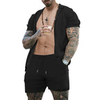 Herren atmungsaktives Künstler-Shorts-Set mit strukturiertem Design EB