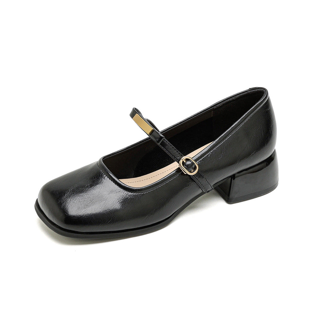 Damen Ballerinas mit elegantem Riemchen und modischem Blockabsatz EB