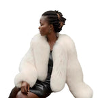 Damen Fleece Kunstpelzmantel EB