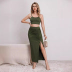 Damen Crop-Top und Maxirock Set im eleganten Design EB