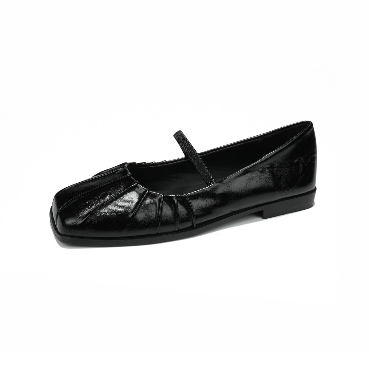 Damen Ballerina mit feinem Faltendesign und elastischem Riemen EB