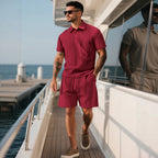 Herren nan strukturierte Lounge-Shorts mit Elastikbund Tunnelzug und seitlichen Eingrifftaschen EB
