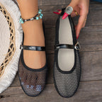 Damen Atmungsaktive Mary Jane Ballerinas mit Netzdesign EB