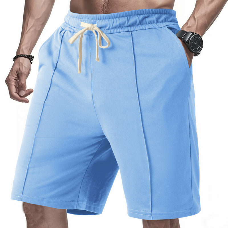Kniekurze, entspannte Bermuda-Shorts für Herren mit Bügelfalte, elastischem Bund und Seitentaschen
