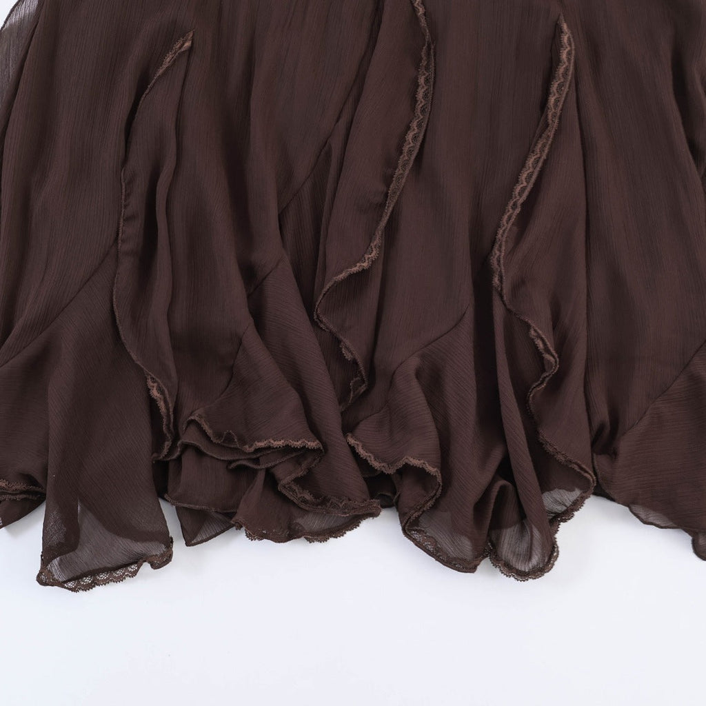 Damen Eleganter, fließender Maxirock mit Volants EB