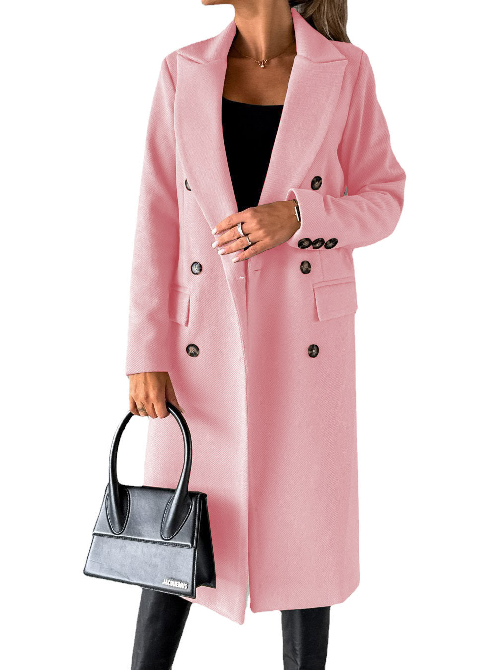 Damen eleganter Doppelreiher-Mantel mit modernem Schnitt und Taschen EB