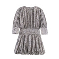 Damen Blumenkleid mit raffinierten Volants und elastischem Taillenbund EB