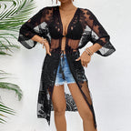 Damen elegante gehäkelte Strandüberwurfjacke EB