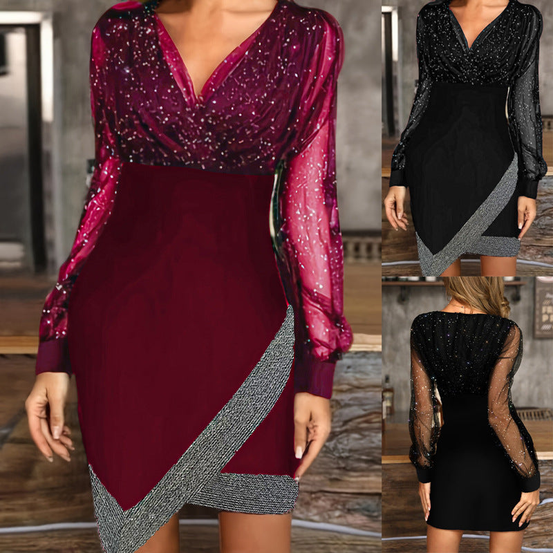 Damen Abendkleid mit Funkelnden Details und Elegantem Schnitt EB