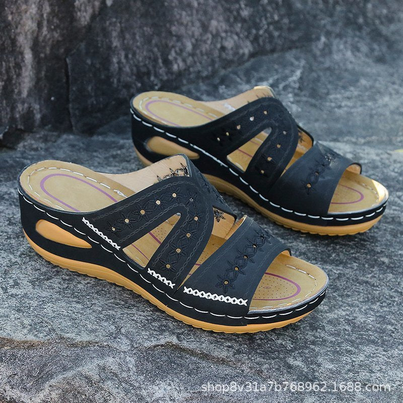 Damen bequeme Sandalen mit ergonomischer Fußbett und modischem Blumenmuster EB
