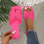Damen Bequeme Slide-Sandalen mit trendigem Querriemen EB