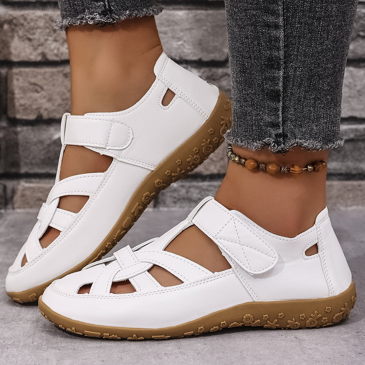 Damen Bequeme Clogs mit verstellbarem Riemendesign und rutschfester Sohle EB