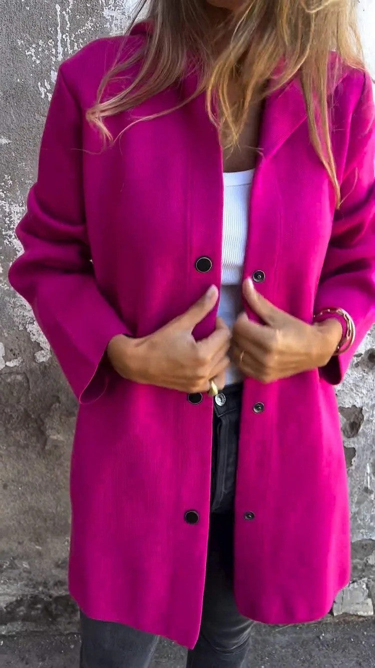 Damen nan Kapuzenmantel mit Druckknopfleiste und geradem Oversize-Schnitt EB