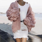 Damen Grob gestrickter Oversized Cardigan mit voluminösen Ärmeln EB