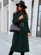 Damen Eleganter Trenchcoat mit Gürtel und strukturiertem Stoff EB