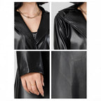 Damen Eleganter Kunstleder-Trenchcoat EB