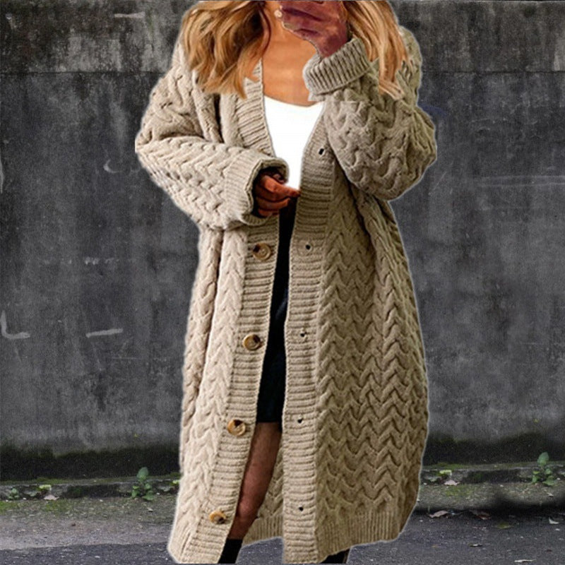 Damen Grobstrick Cardigan mit Knopfdetails und strukturiertem Muster EB